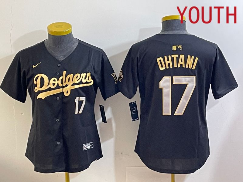 Youth Los Angeles Dodgers #17 Ohtani Black Gold Game 2024 Nike MLB Jersey style 1209->youth mlb jersey->Youth Jersey